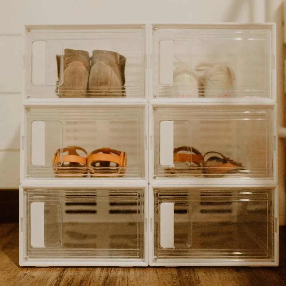 Clear Plastic Stackable Shoe Boxes Storage Containers