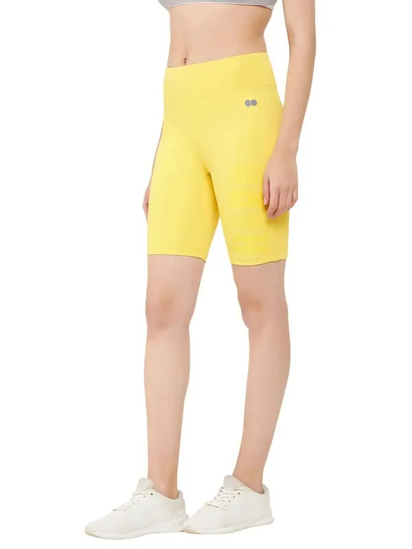 Clovia Women's Snug Fit High-Rise Active Shorts (AB0055P02_Yellow_L)