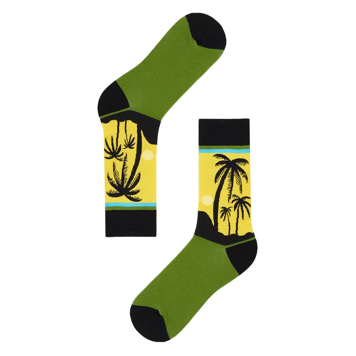 Coconut Tree Printed Crew Length Socks