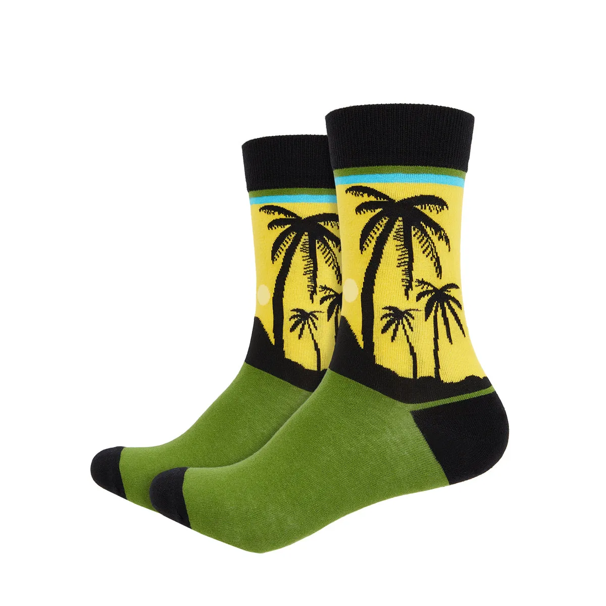 Coconut Tree Printed Crew Length Socks