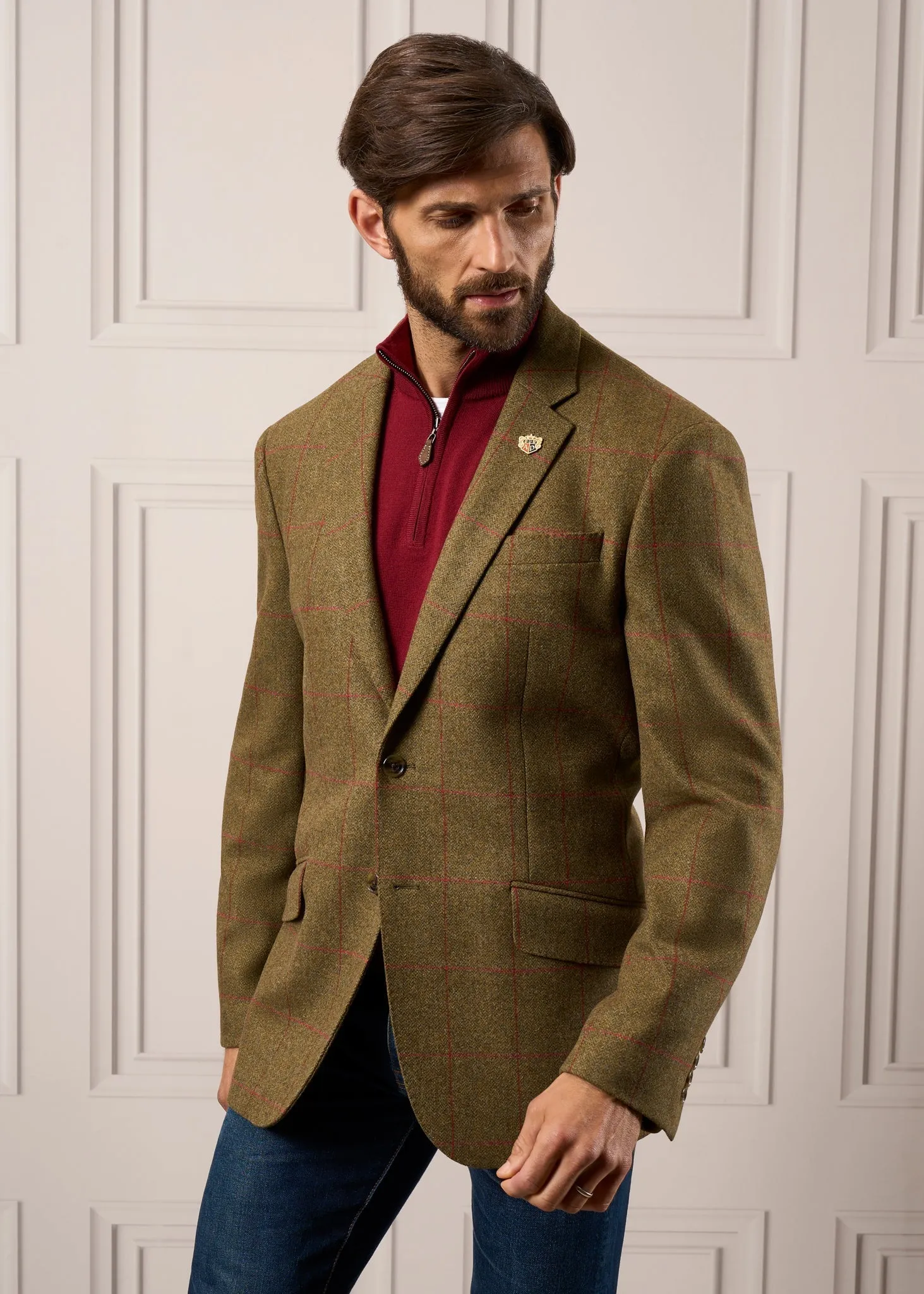 Combrook Men's Tweed Sports Blazer In Sage - Regular Fit