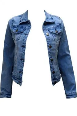 Country Denim Crop Jacket Mid Blue