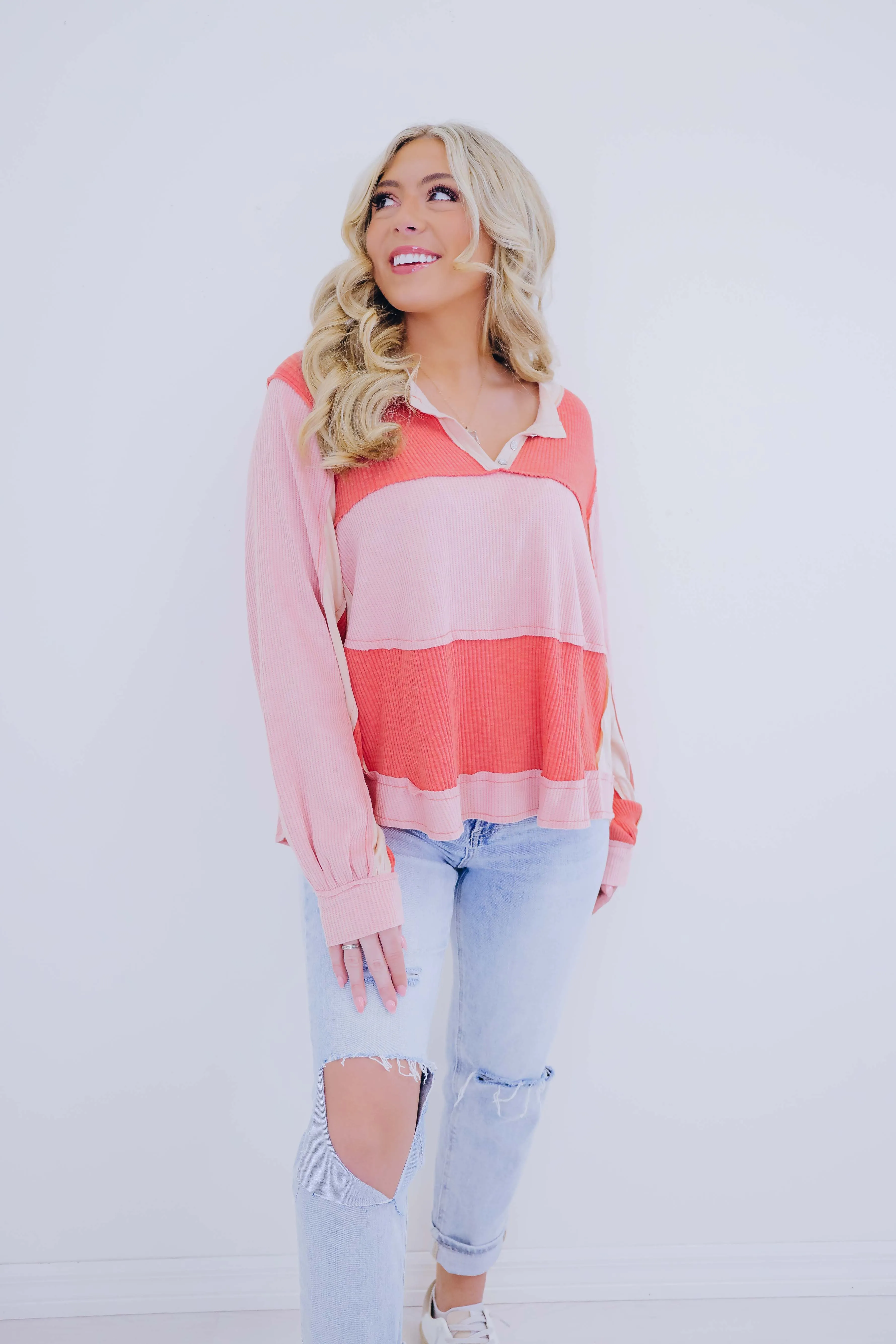 Cozy Feels Colorblock Top By POL - 4 Colors