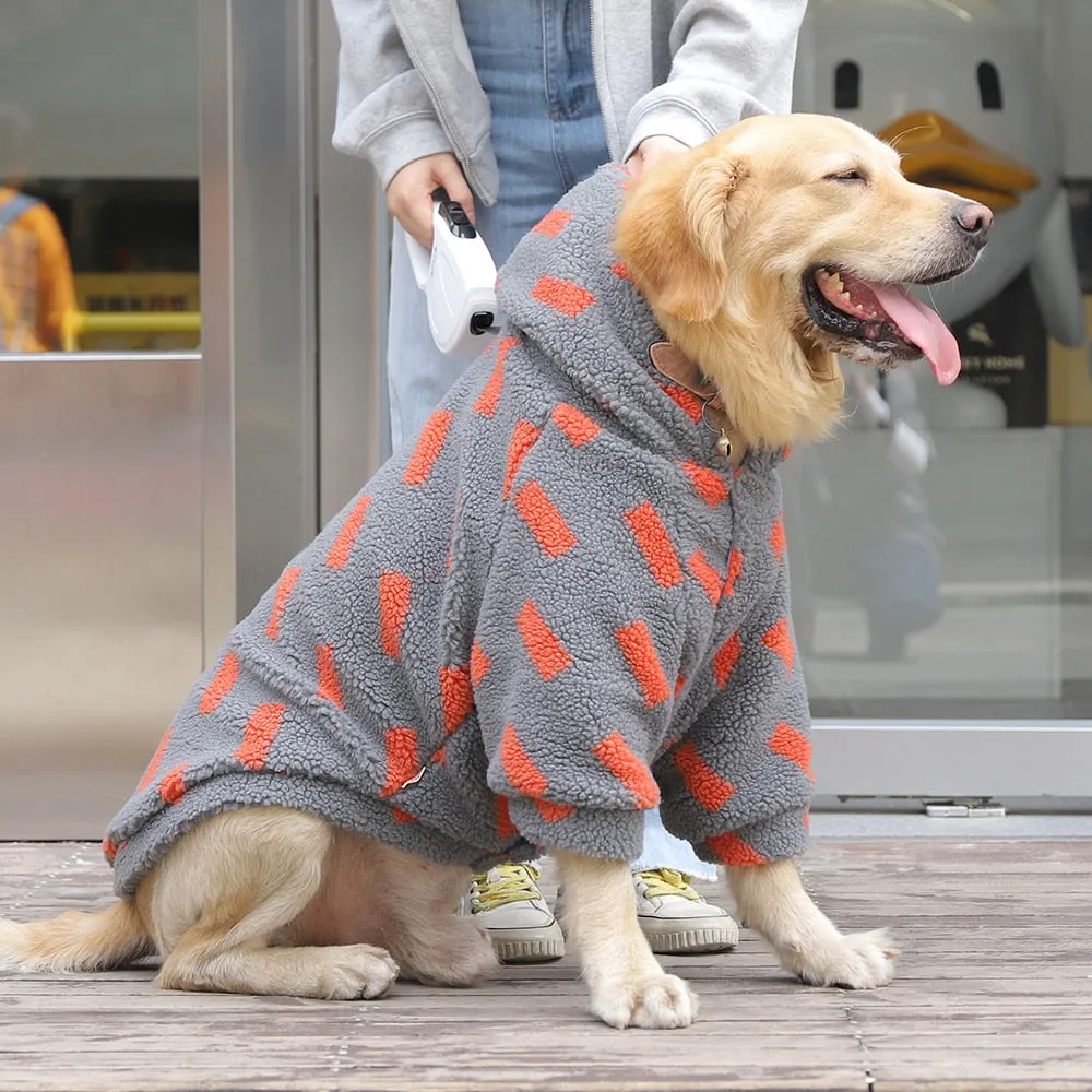 Cozy Winter Hooded Dog Jacket: Warm Pet Clothes for Medium to Large Dogs - Thicken Pet Jumpsuit Coat for Bulldog & Golden Retriever