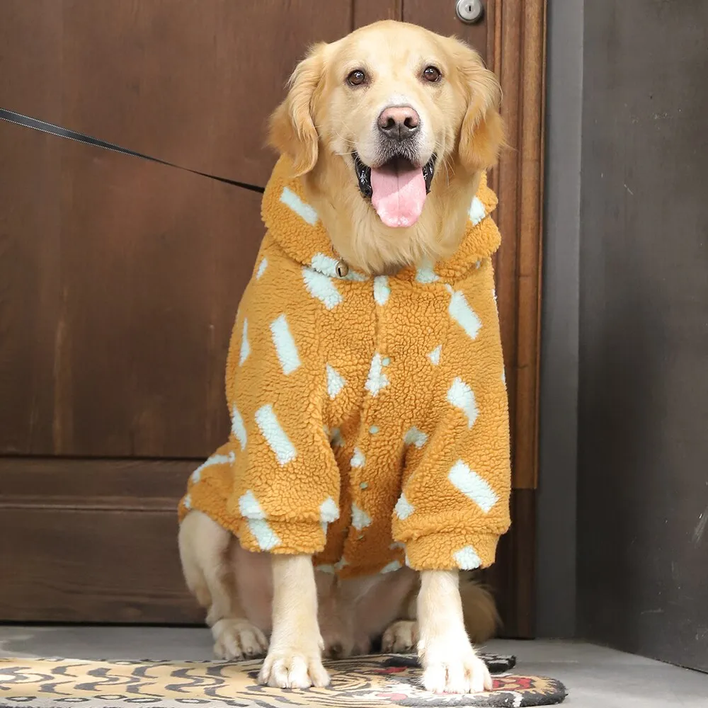 Cozy Winter Hooded Dog Jacket: Warm Pet Clothes for Medium to Large Dogs - Thicken Pet Jumpsuit Coat for Bulldog & Golden Retriever