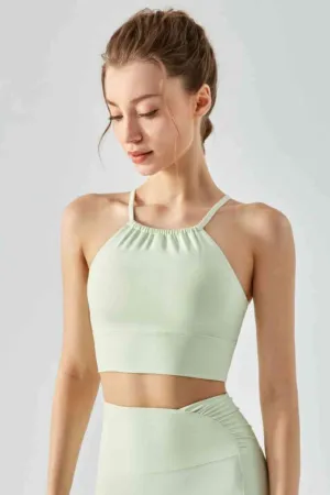 Crisscross Gathered Detail Cropped Sports Cami