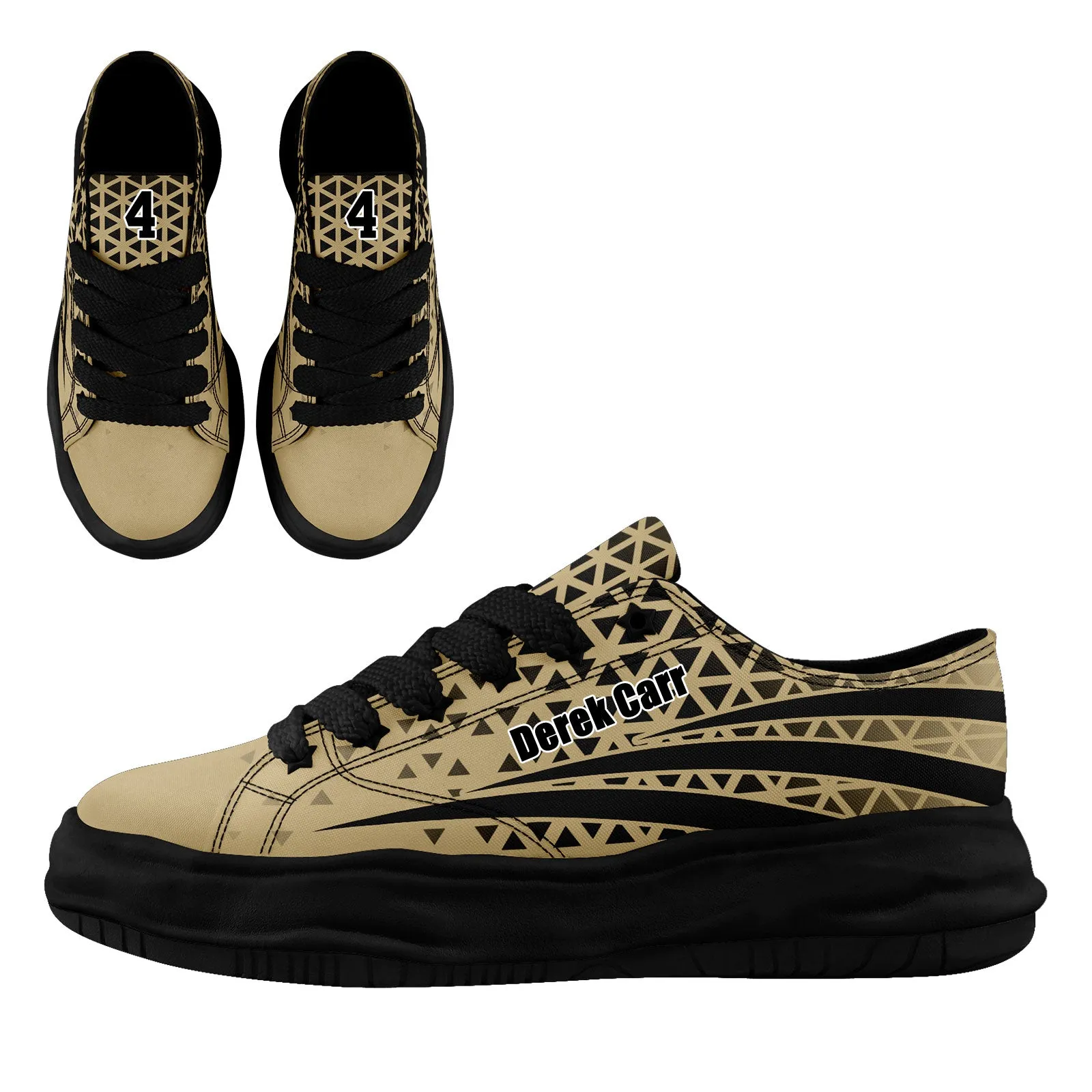 Custom Beige Black Louisiana Shoes Personalized Sneaker FN038-D023003-19