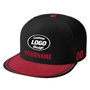 Custom Black Red Atlanta Hat Sport Design Cap Stitched Adjustable Personalized PR067B-D020261-3