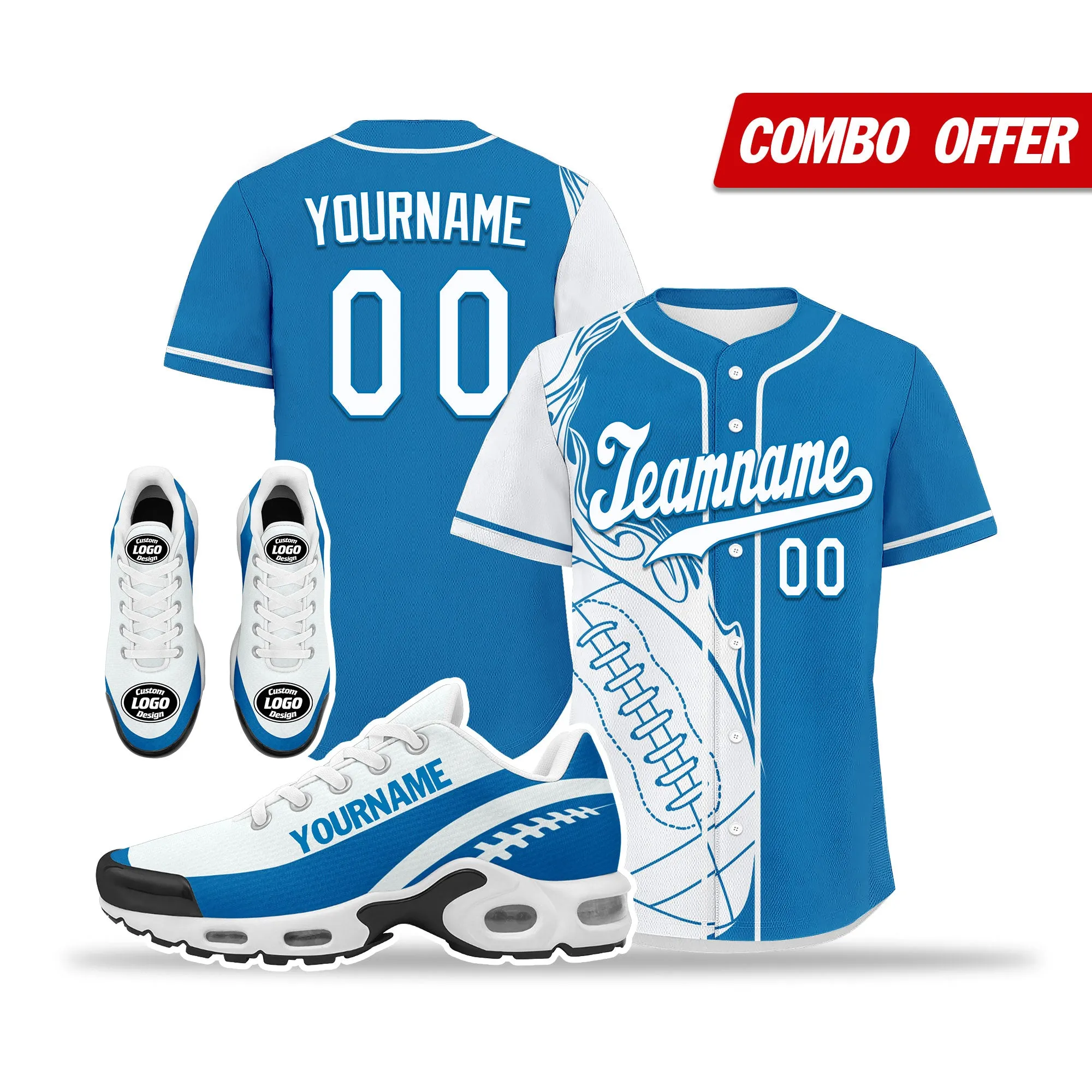 Custom Blue White Jersey and TN Shoes Combo Offer Personalized ZH-D0200101-11