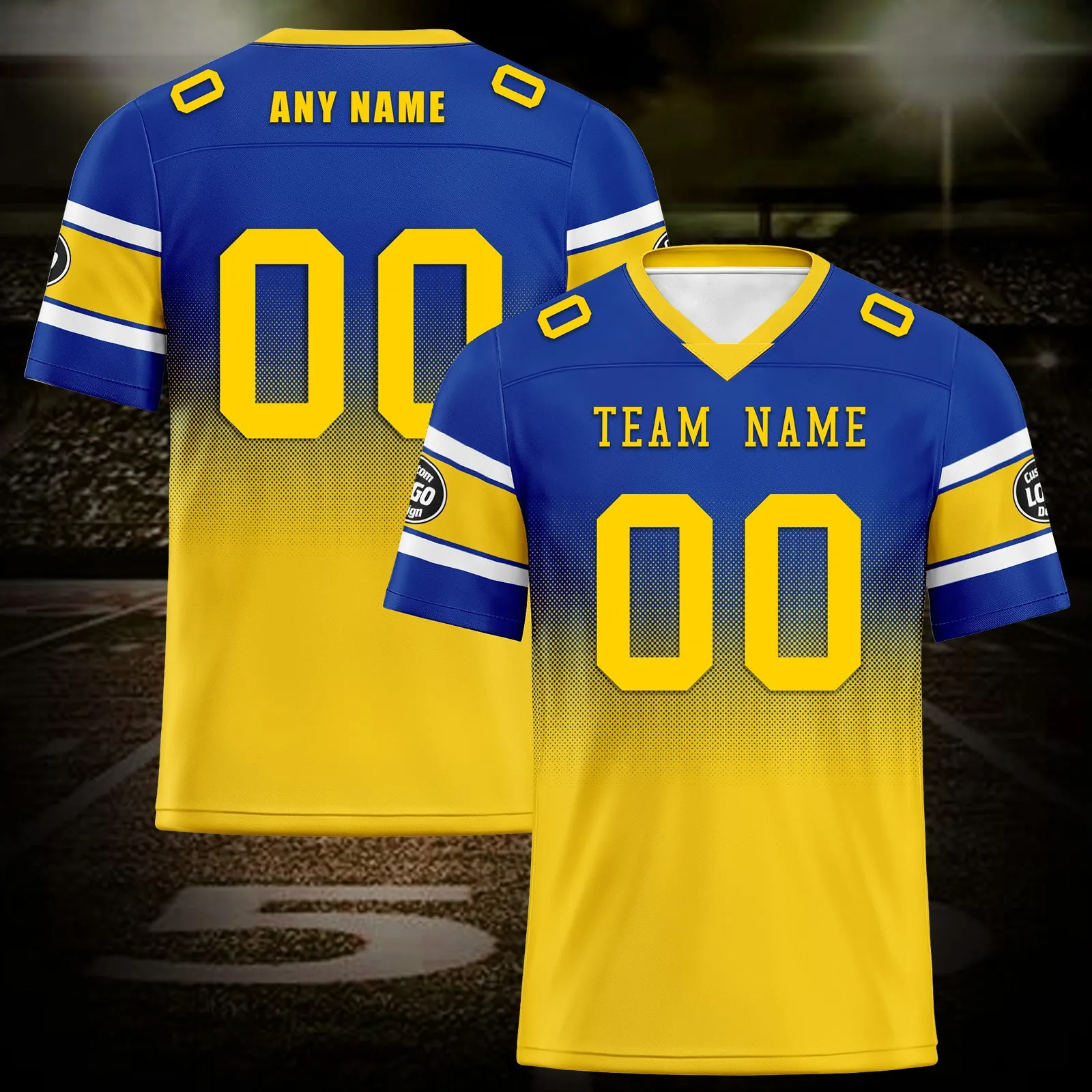 Custom Blue Yellow Los Angeles Football Jersey and Hat Combo Offer Personalized Combo ZH-D020326-15