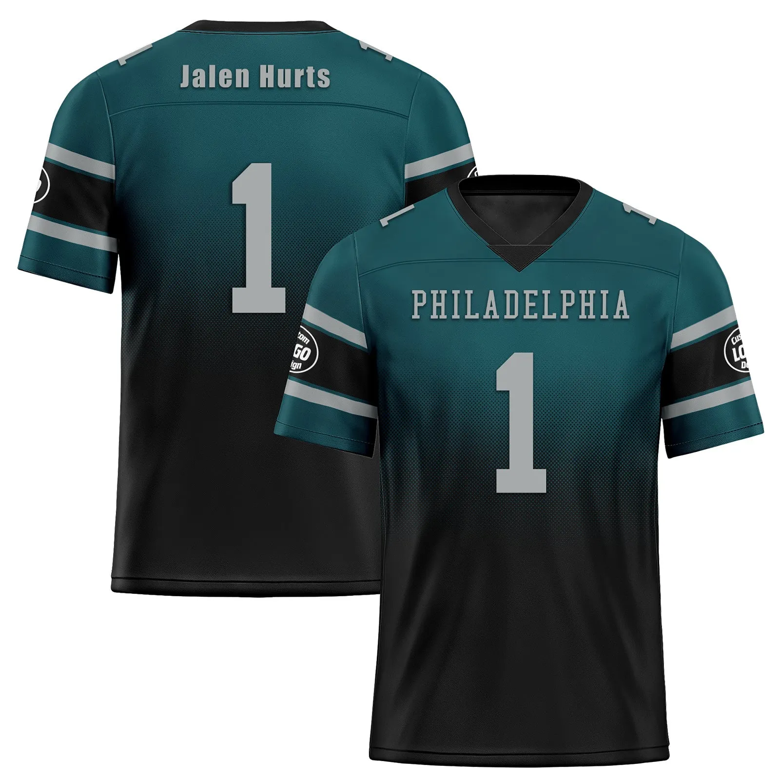 Custom Green Black Philadelphia Football Jersey and Hat Combo Offer Personalized Combo ZH-D020326-23