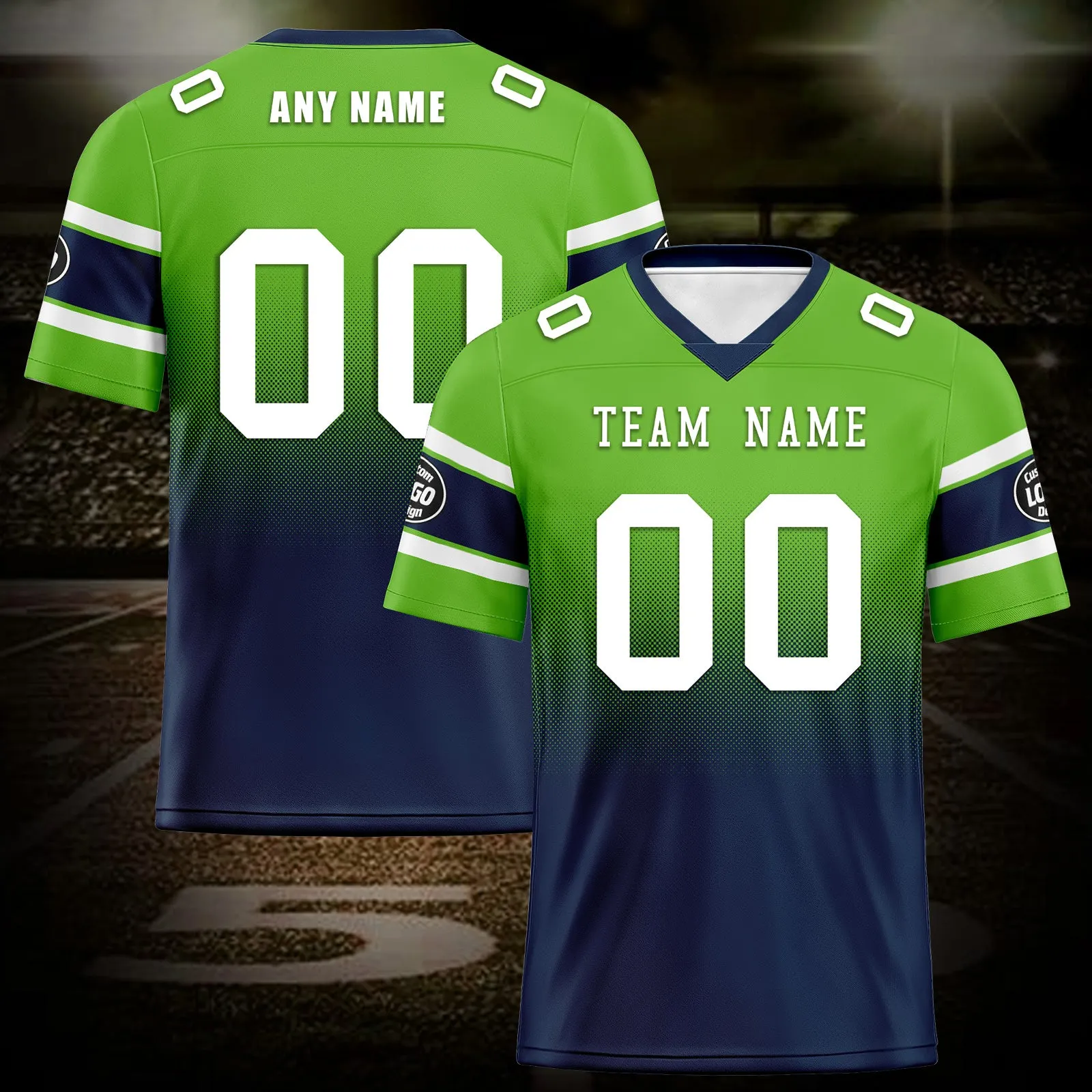 Custom Green Blue Seattle Football Jersey and Hat Combo Offer Personalized Combo ZH-D020326-27