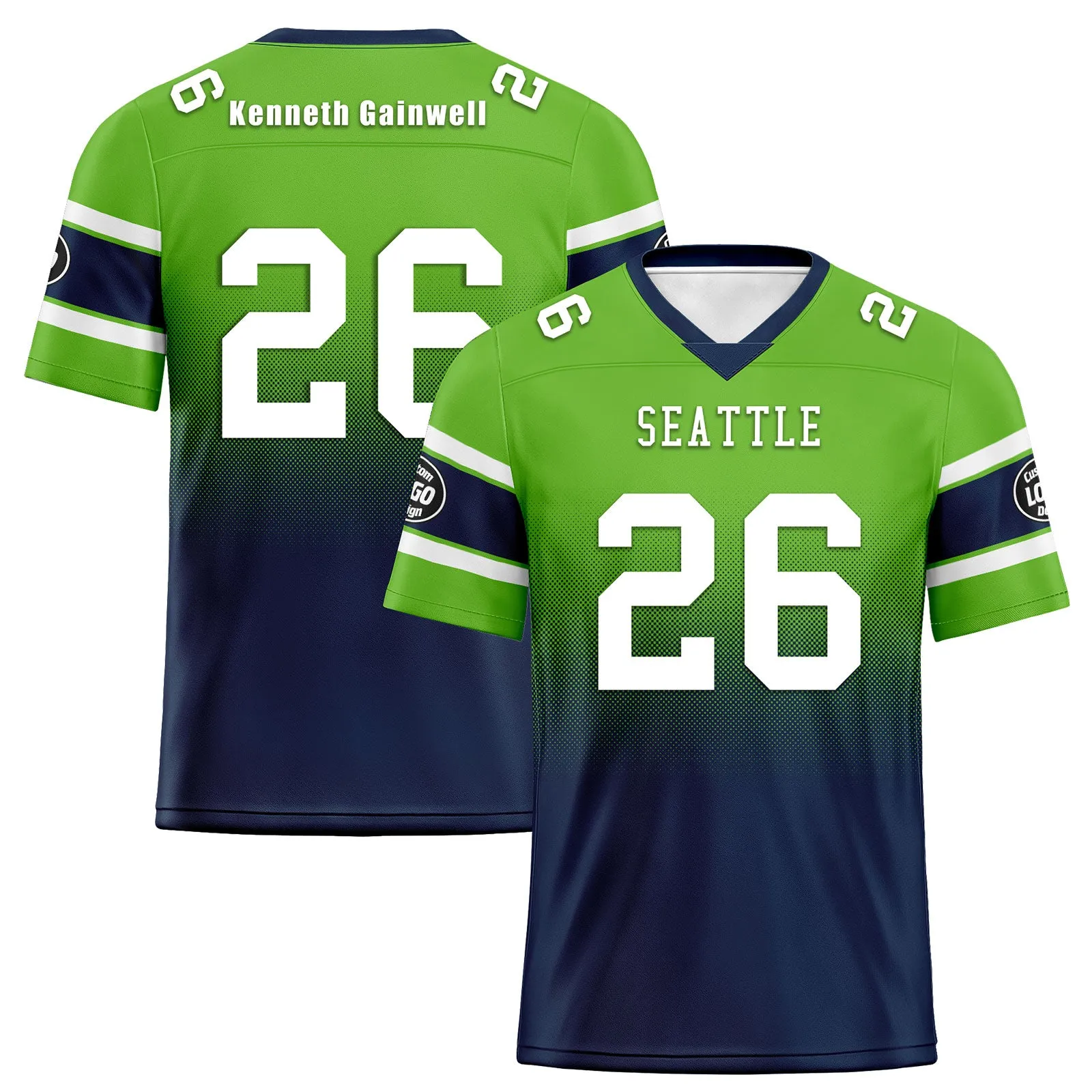 Custom Green Blue Seattle Football Jersey and Hat Combo Offer Personalized Combo ZH-D020326-27