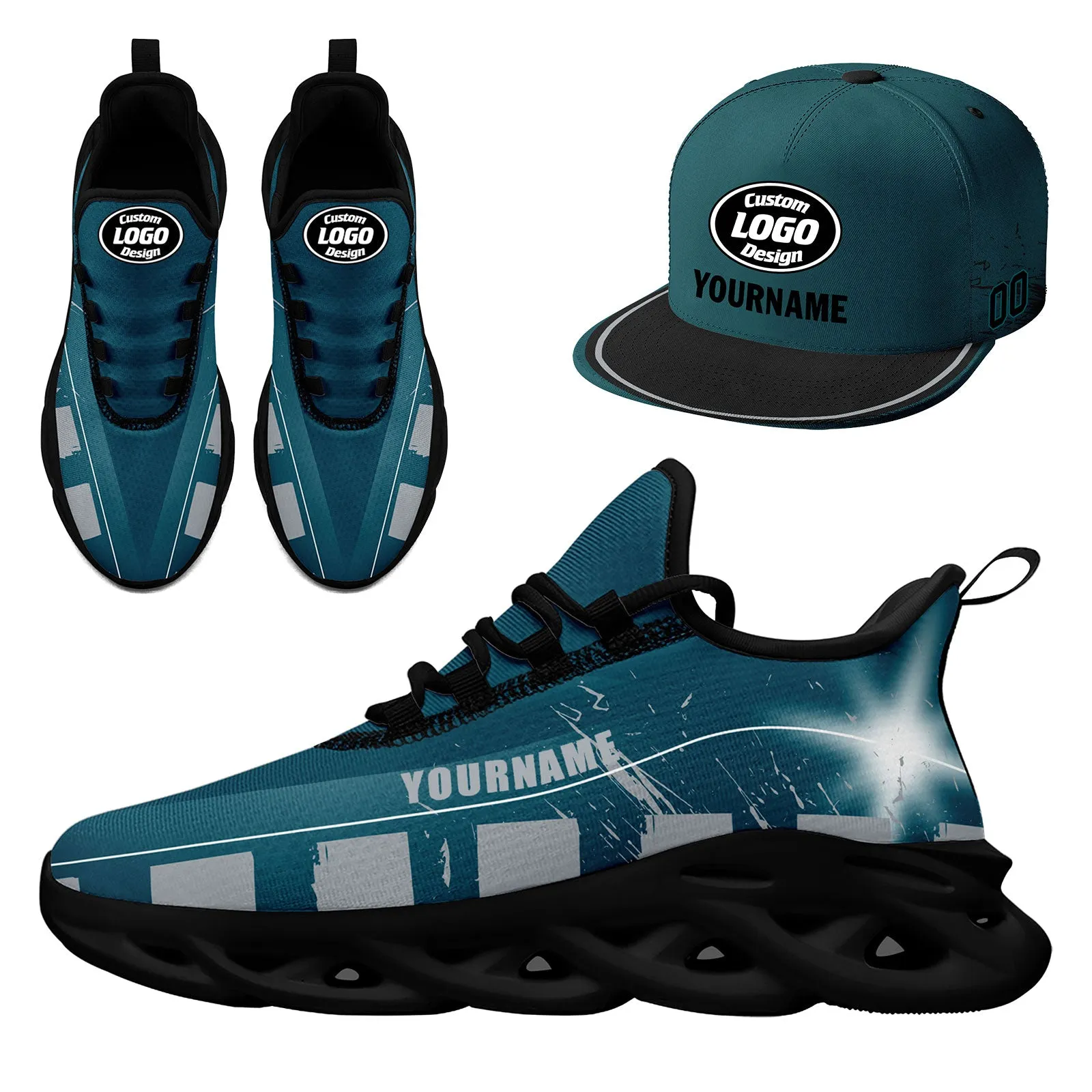 Custom Green Gray Philadelphia MaxSoul Shoes and Hat Combo Offer Personalized Combo ZH-D020264-23