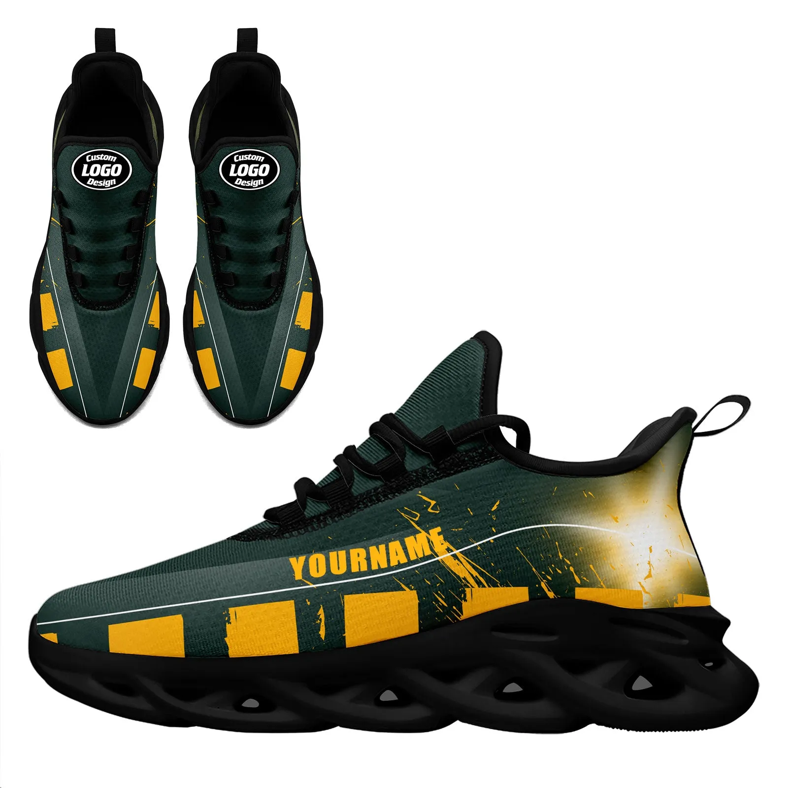 Custom Green Yellow Green Bay MaxSoul Shoes and Hat Combo Offer Personalized Combo ZH-D020264-13