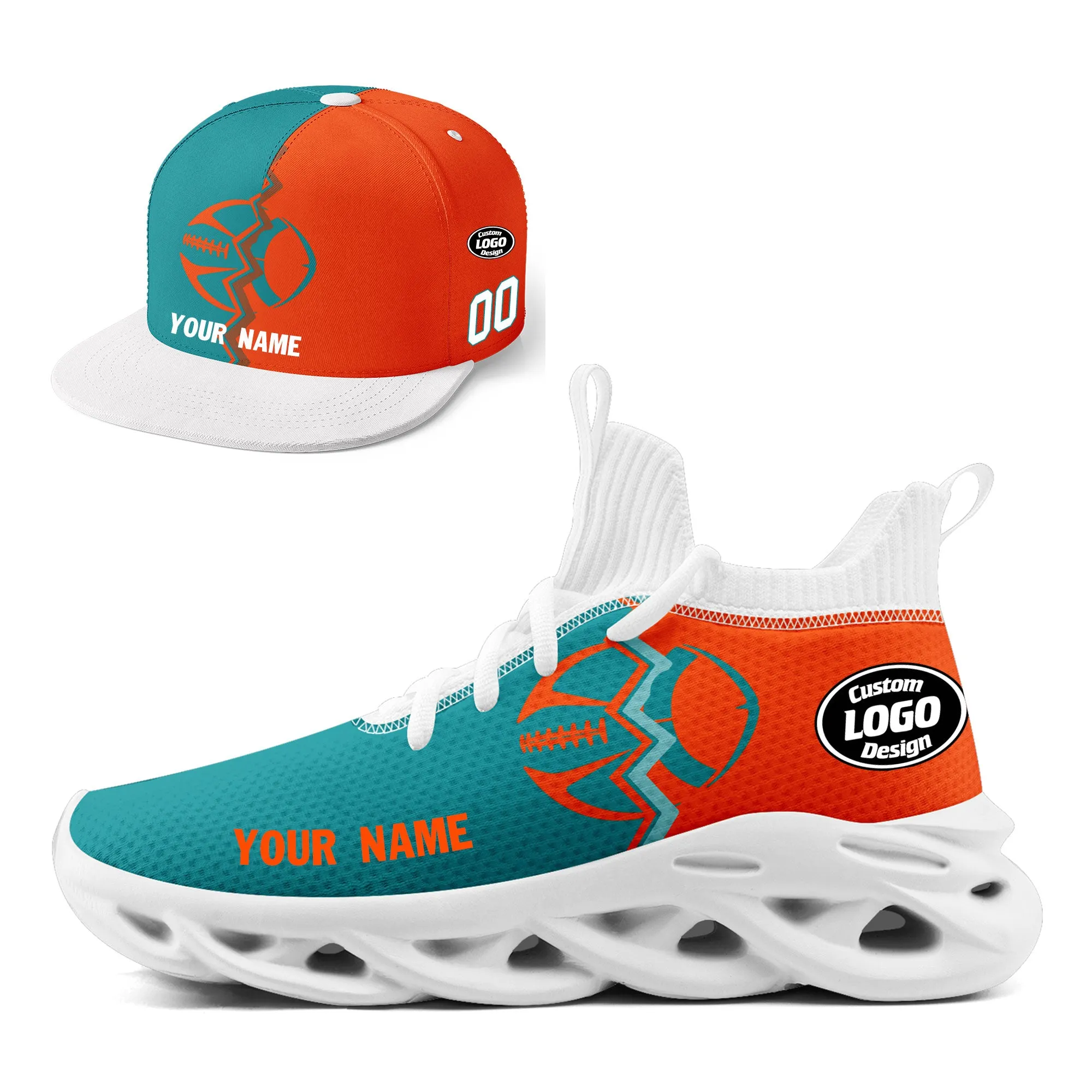 Custom Orange Blue Florida MaxSoul Shoes and Hat Combo Offer Personalized Combo ZH-D028017-28