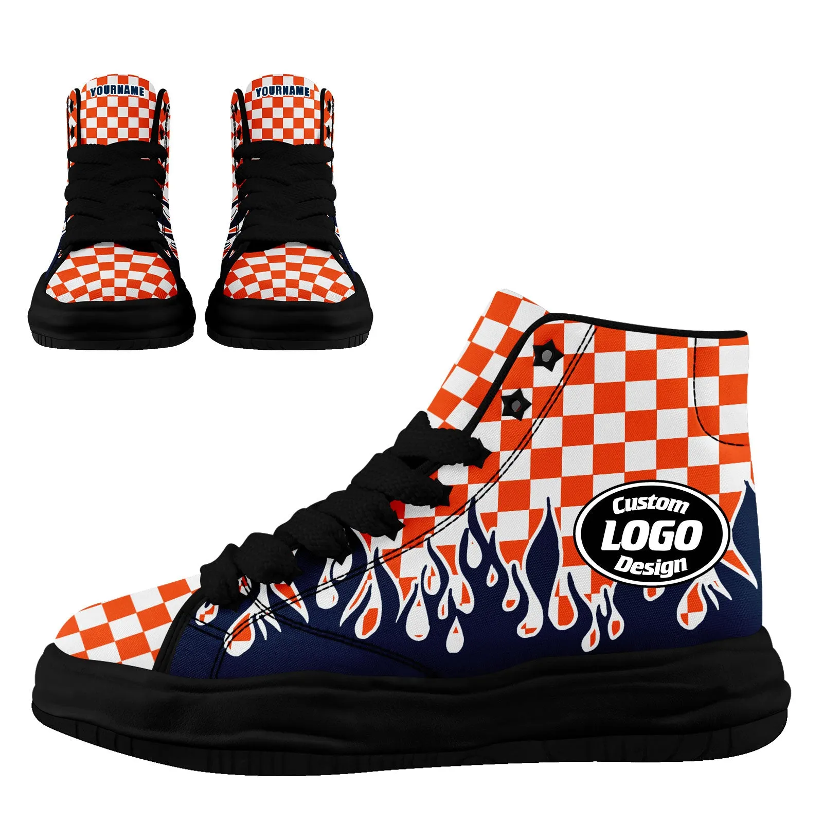 Custom Orange Blue White Denver Firesoul Shoes Personalized Sneaker FN039-D020272-10