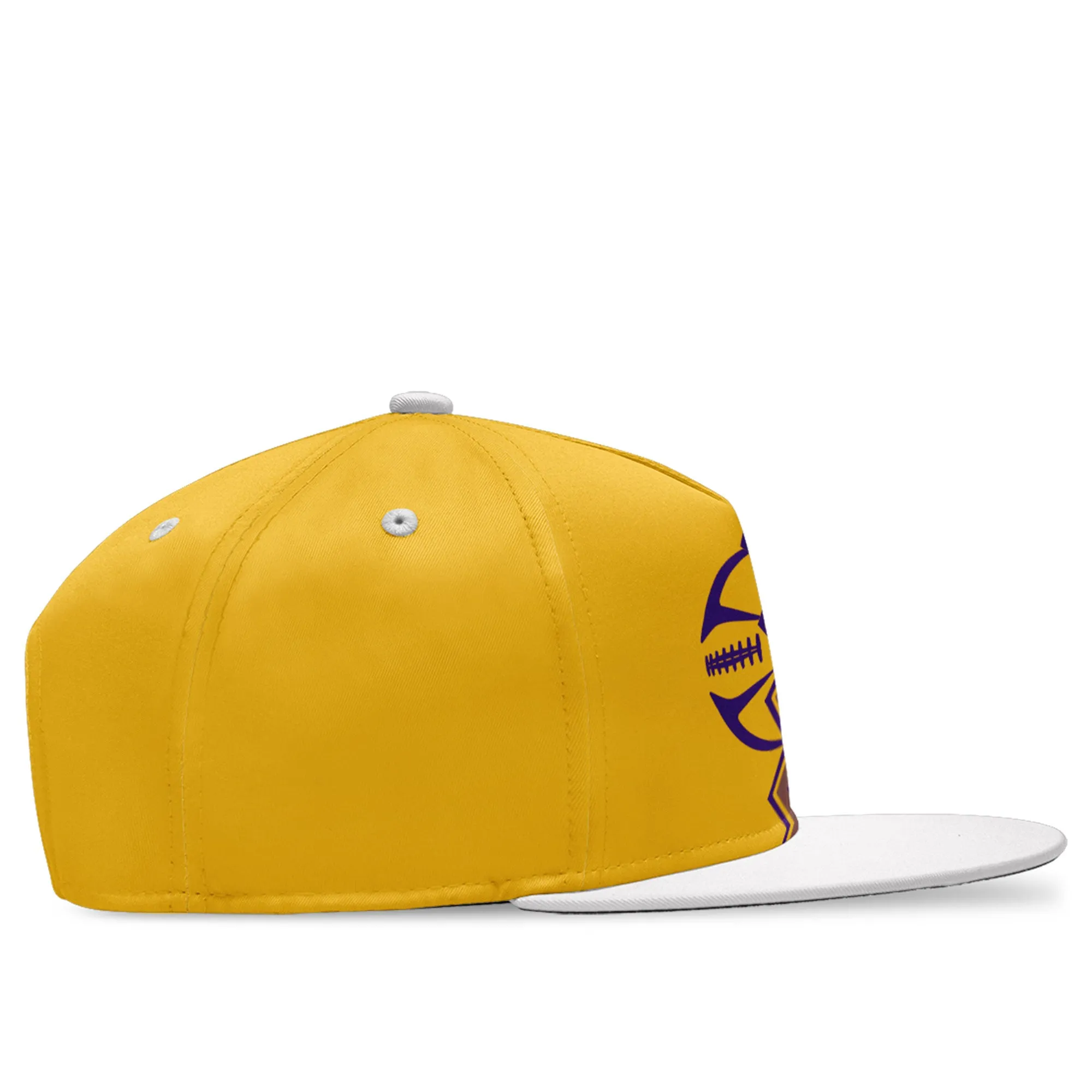 Custom Purple Yellow Minnesota Hat Sport Design Cap Stitched Adjustable Personalized PR067B-D028017-9