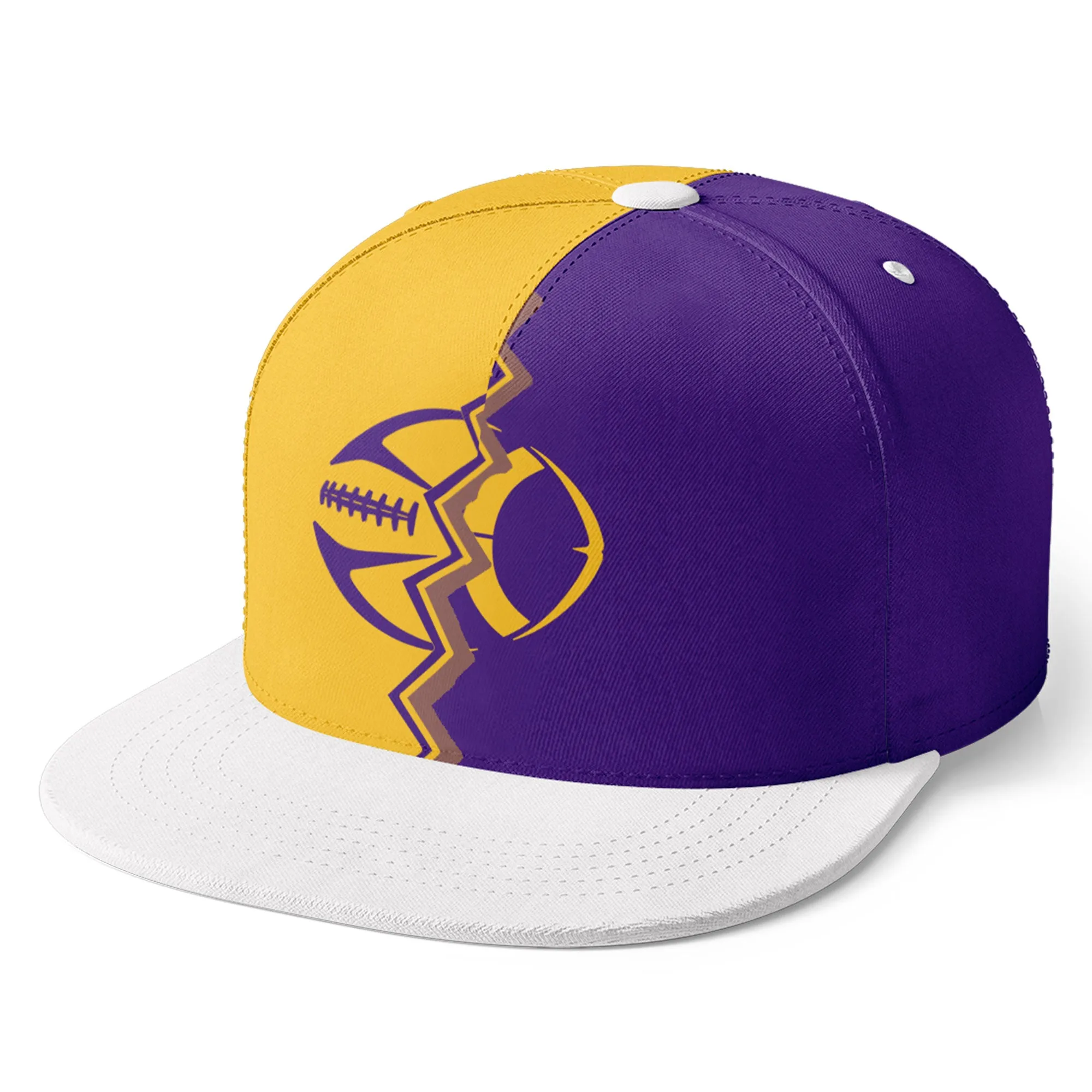 Custom Purple Yellow Minnesota Hat Sport Design Cap Stitched Adjustable Personalized PR067B-D028017-9