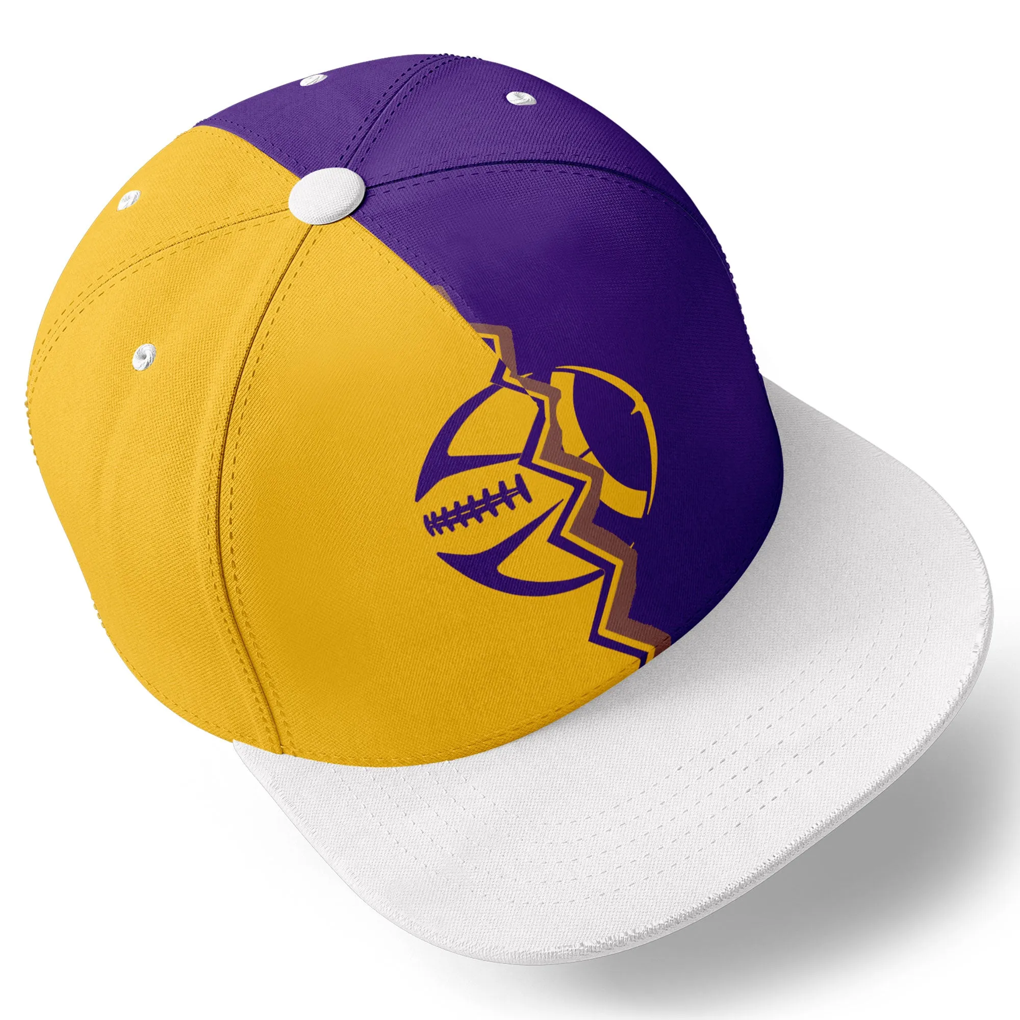 Custom Purple Yellow Minnesota Hat Sport Design Cap Stitched Adjustable Personalized PR067B-D028017-9