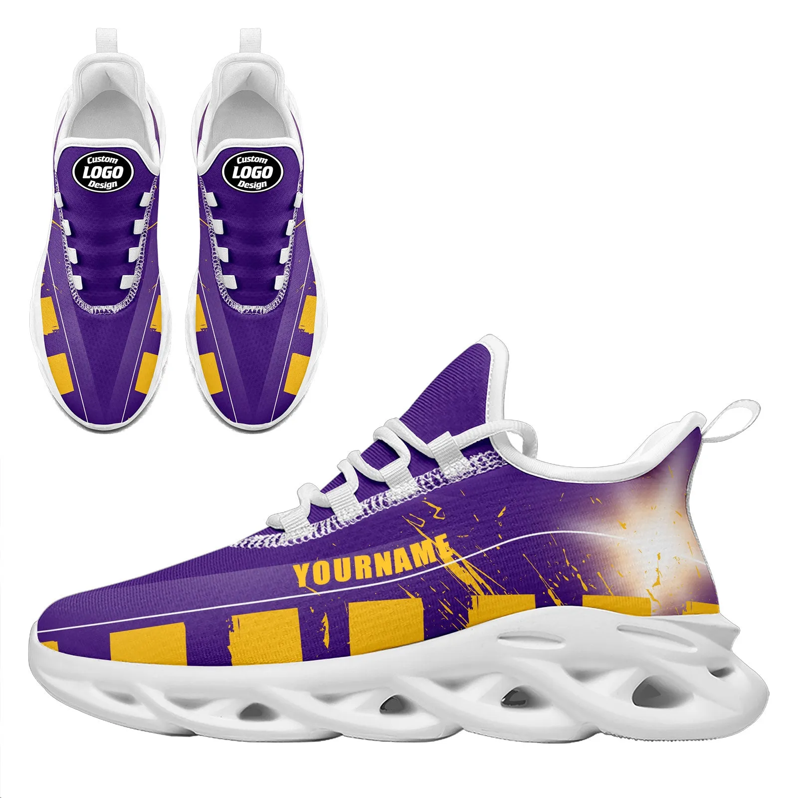 Custom Purple Yellow Minnesota MaxSoul Shoes and Hat Combo Offer Personalized Combo ZH-D020264-17