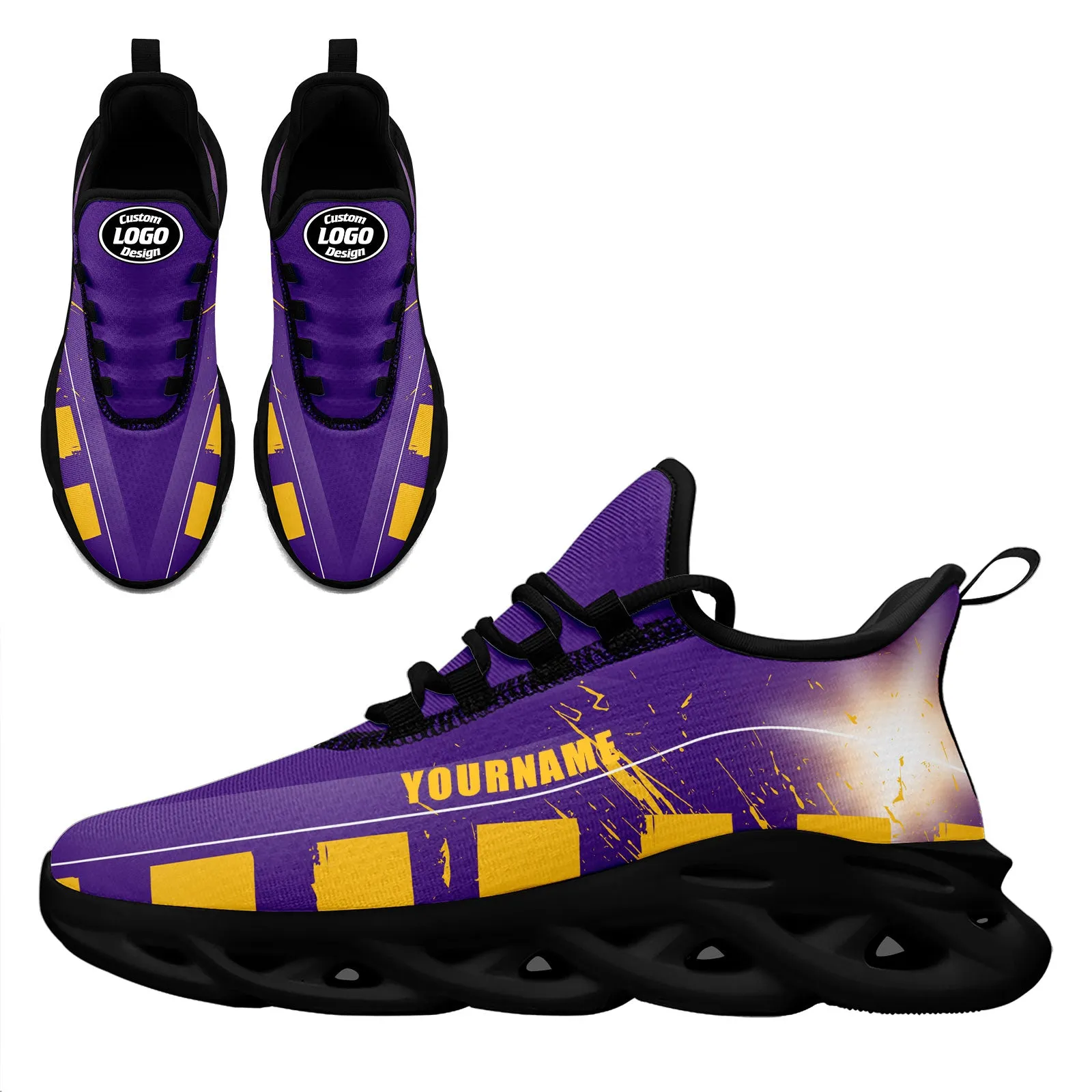 Custom Purple Yellow Minnesota MaxSoul Shoes and Hat Combo Offer Personalized Combo ZH-D020264-17