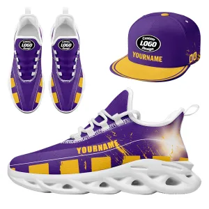 Custom Purple Yellow Minnesota MaxSoul Shoes and Hat Combo Offer Personalized Combo ZH-D020264-17