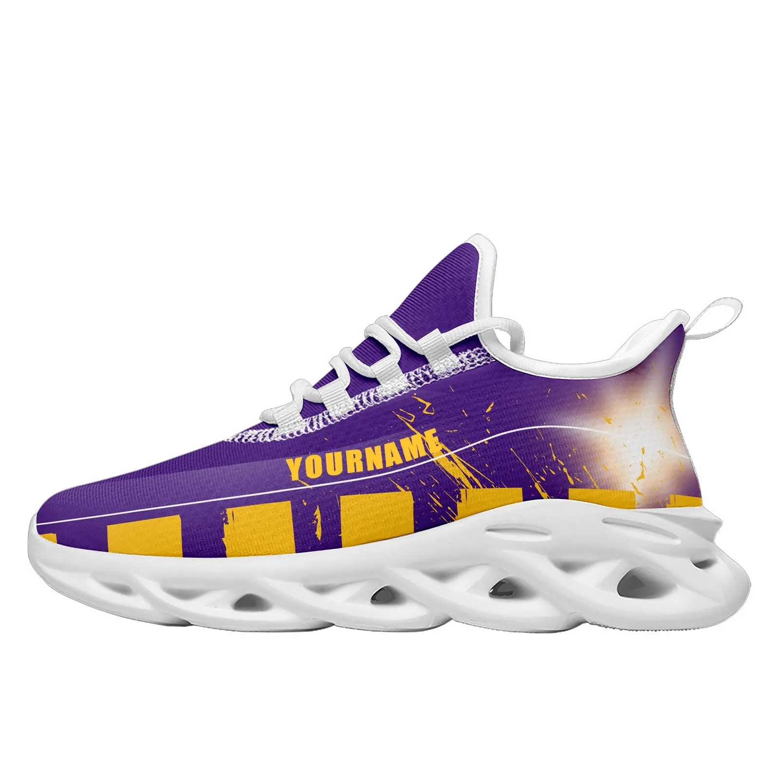 Custom Purple Yellow Minnesota MaxSoul Shoes and Hat Combo Offer Personalized Combo ZH-D020264-17