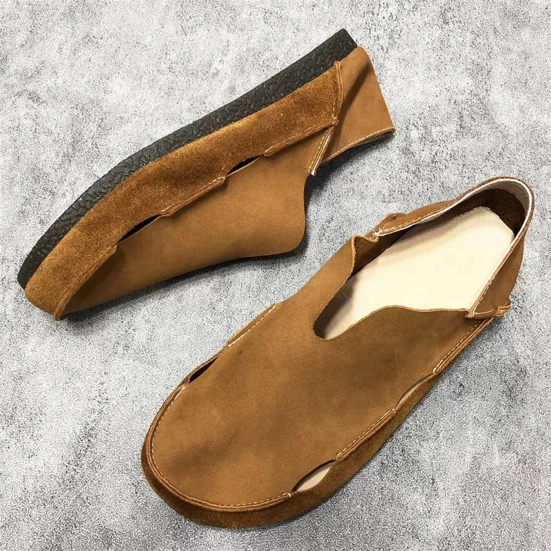 Cut-out Comfortable Soft Leather Suede Flats for Men 38-44