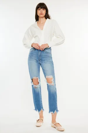 Distressed Frayed Hem Cropped Jeans