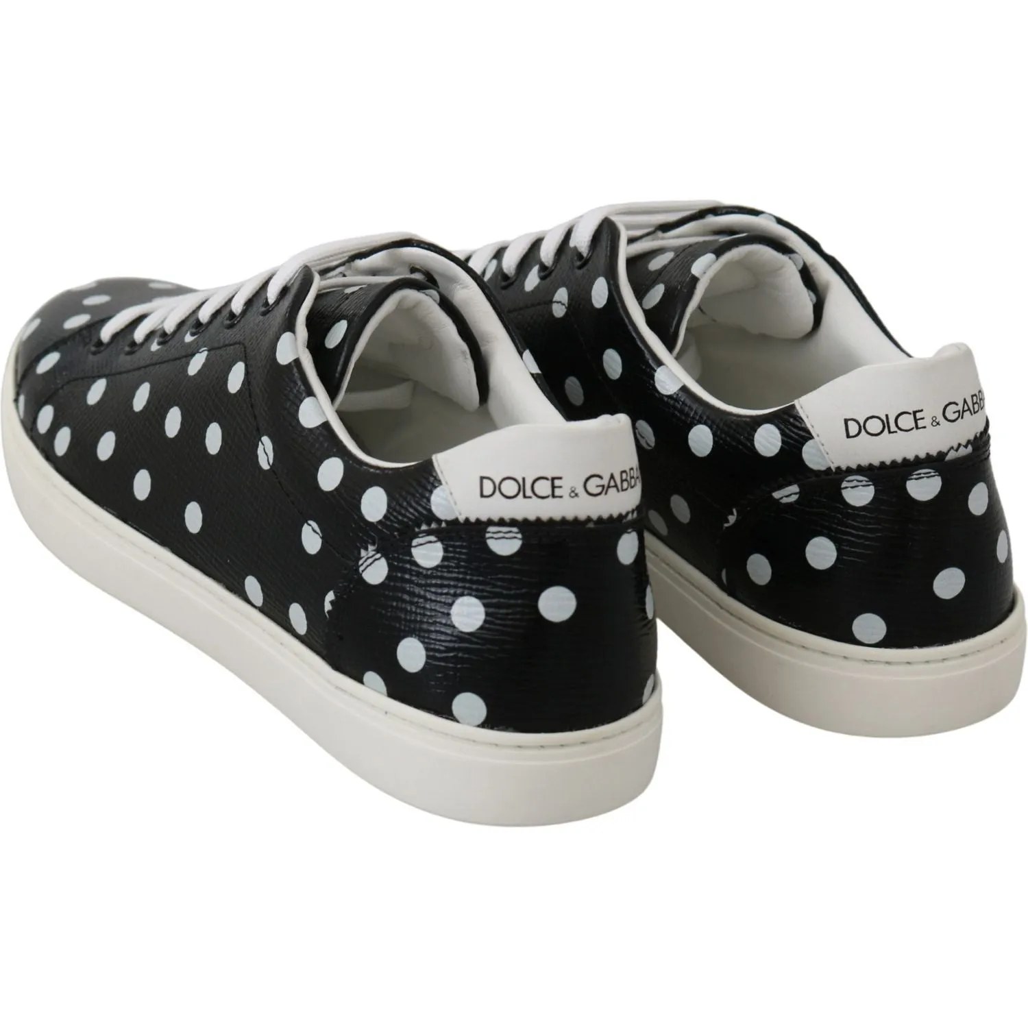 Dolce & Gabbana Black Polka Dotted Leather Sneakers