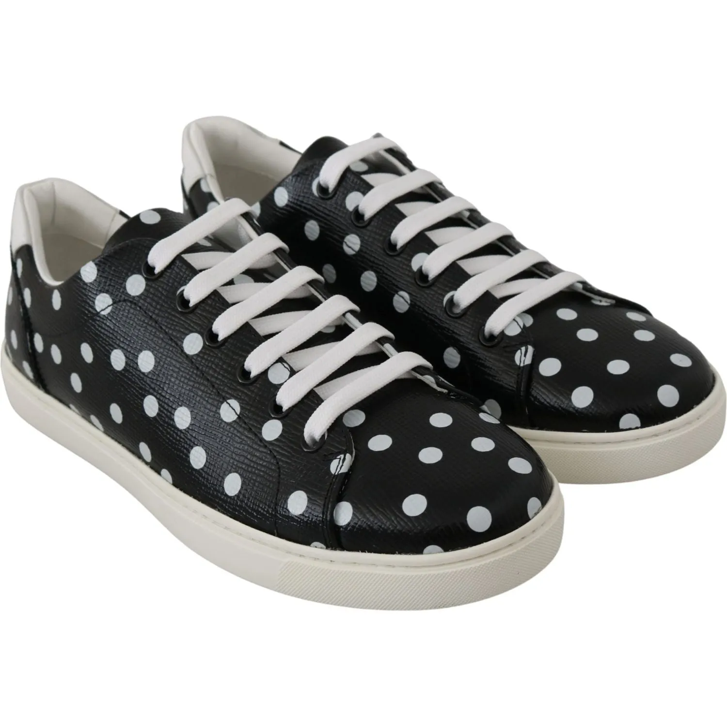 Dolce & Gabbana Black Polka Dotted Leather Sneakers