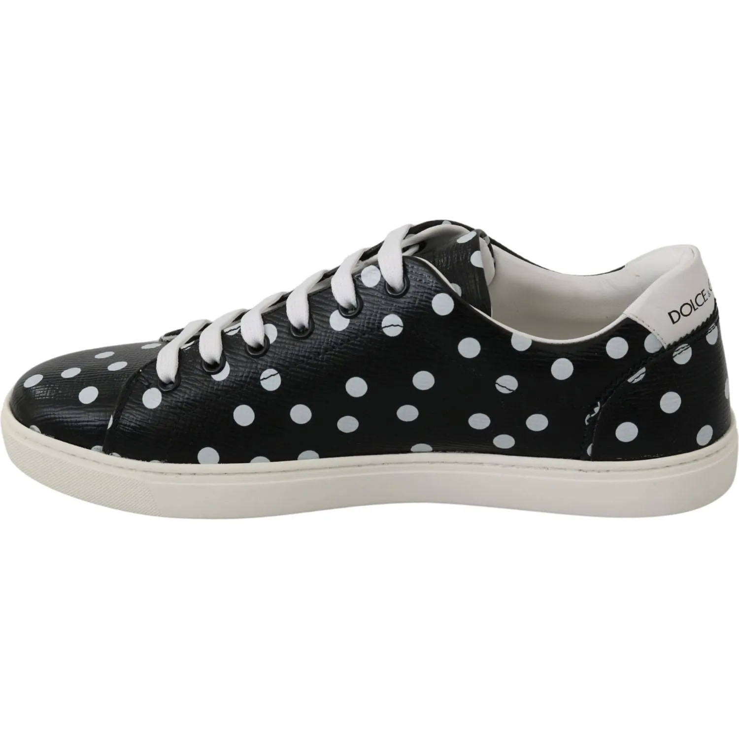 Dolce & Gabbana Black Polka Dotted Leather Sneakers