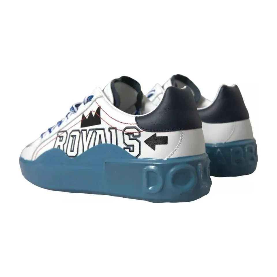 Dolce & Gabbana Blue White Printed Portofino Melt Sneakers Shoes