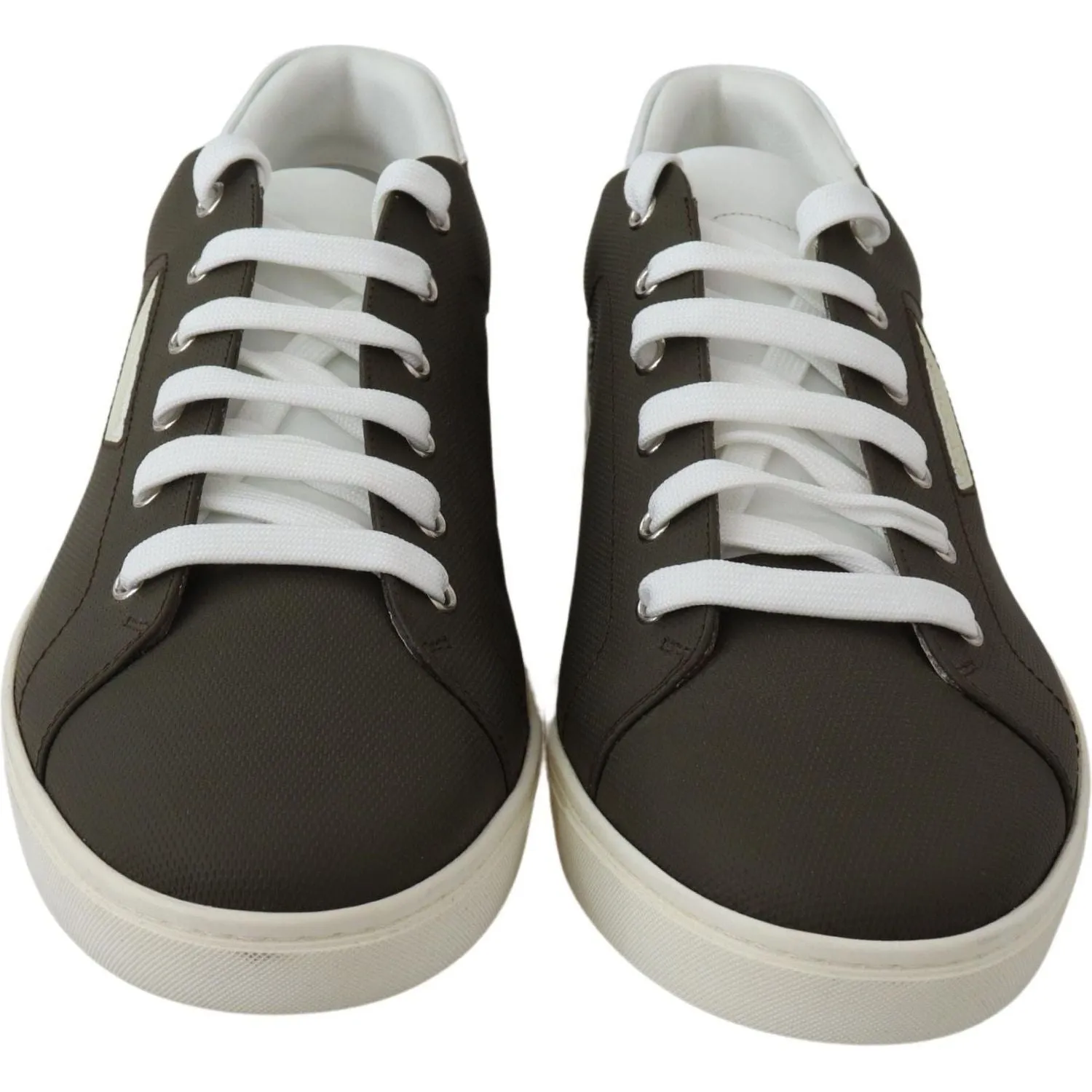 Dolce & Gabbana Sleek White Leather Low Top Sneakers