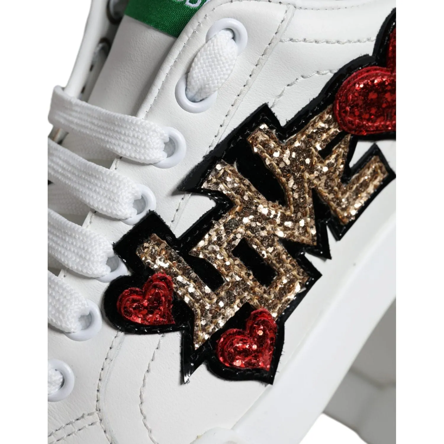 Dolce & Gabbana White Love Patch Portofino Sneakers Shoes