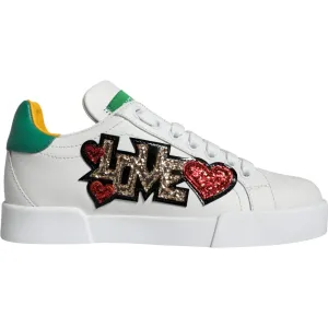 Dolce & Gabbana White Love Patch Portofino Sneakers Shoes