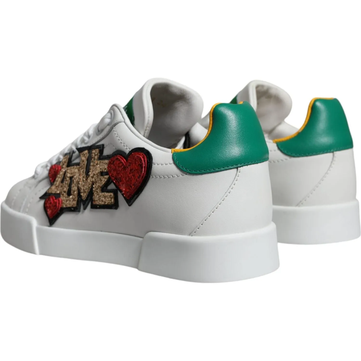 Dolce & Gabbana White Love Patch Portofino Sneakers Shoes