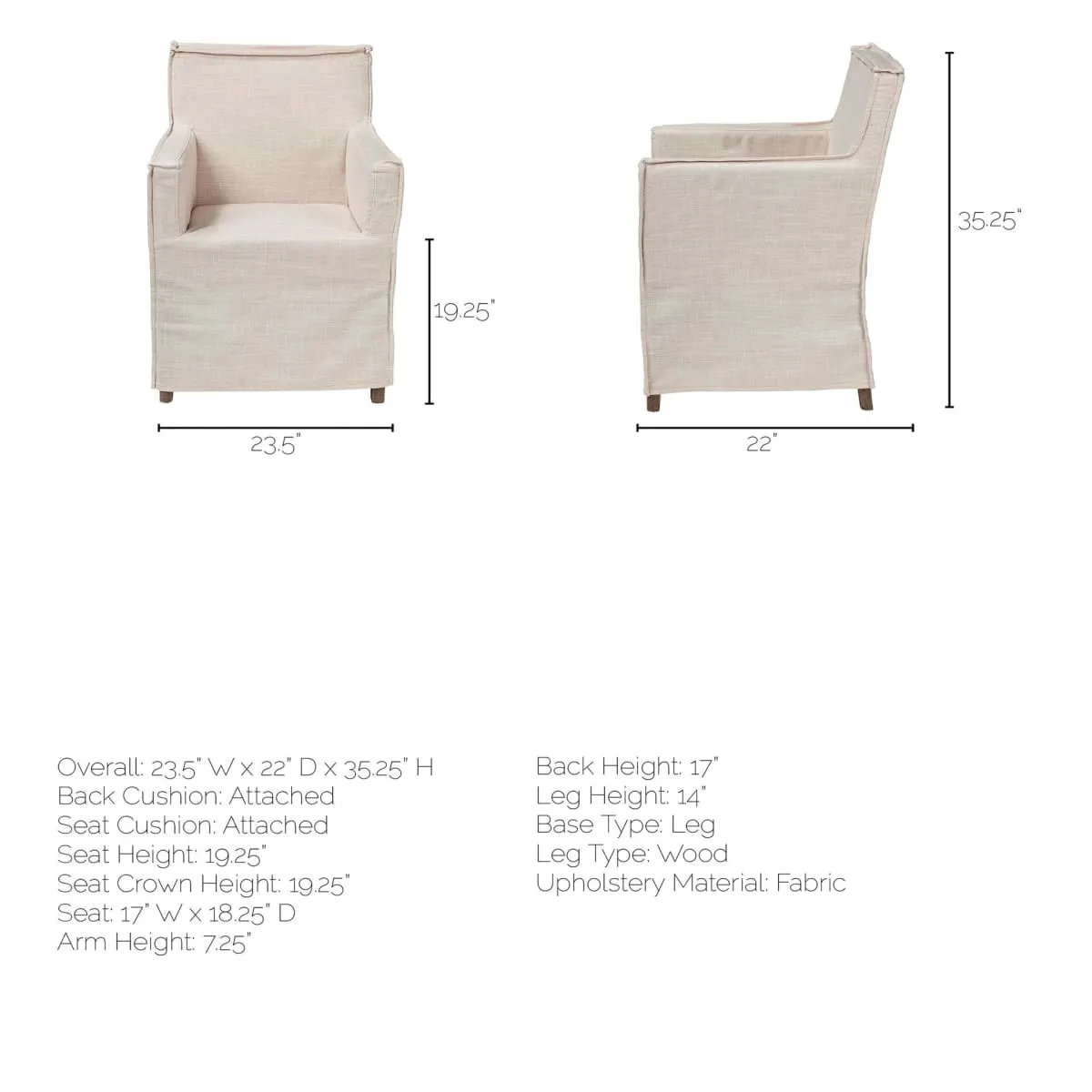 Elbert Dining Chair Cream Fabric ((Side Chair)