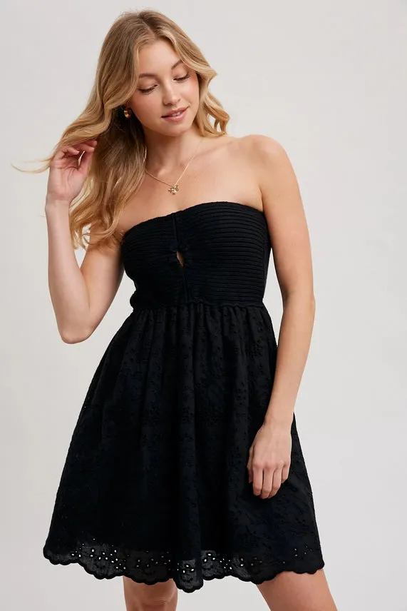 Eyelet Knit Tube Dress