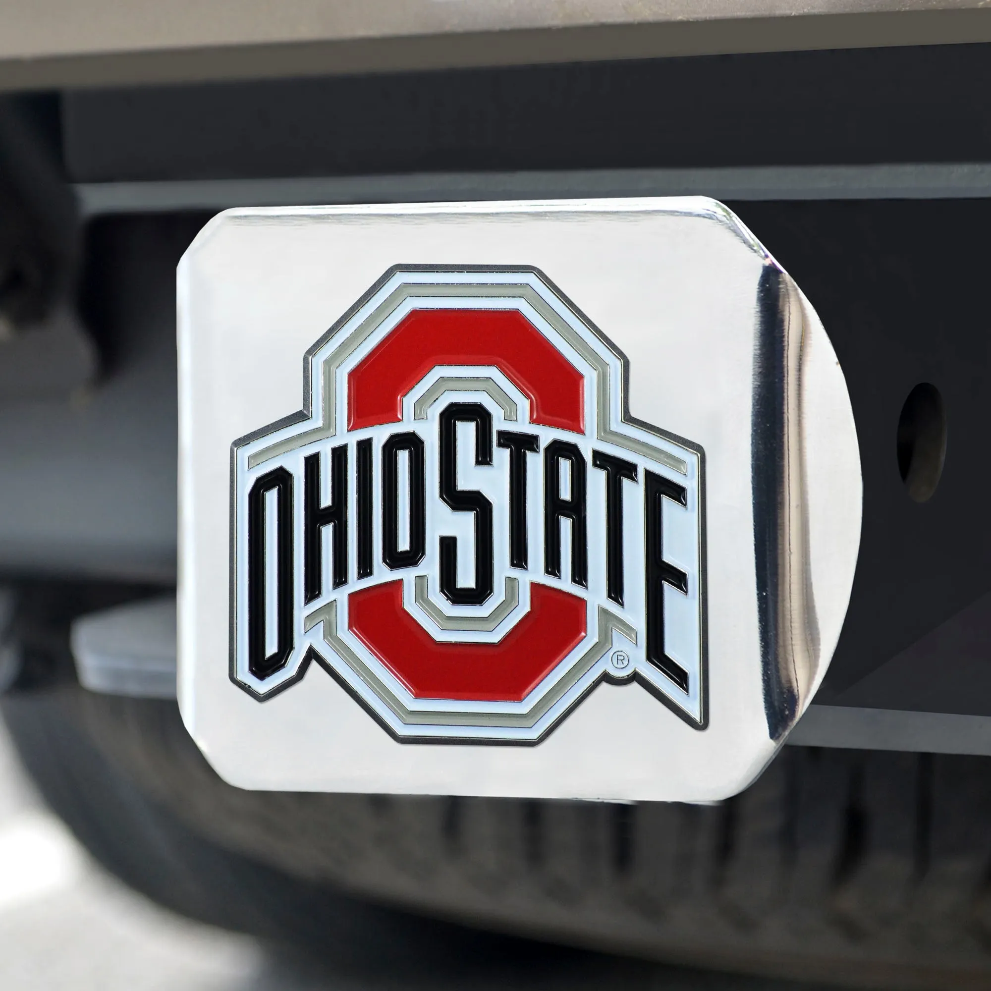 Fanmats Ohio State Buckeyes Color Hitch Cover - Chrome