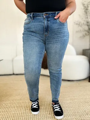 Full Size Mid Rise Hem Jeans