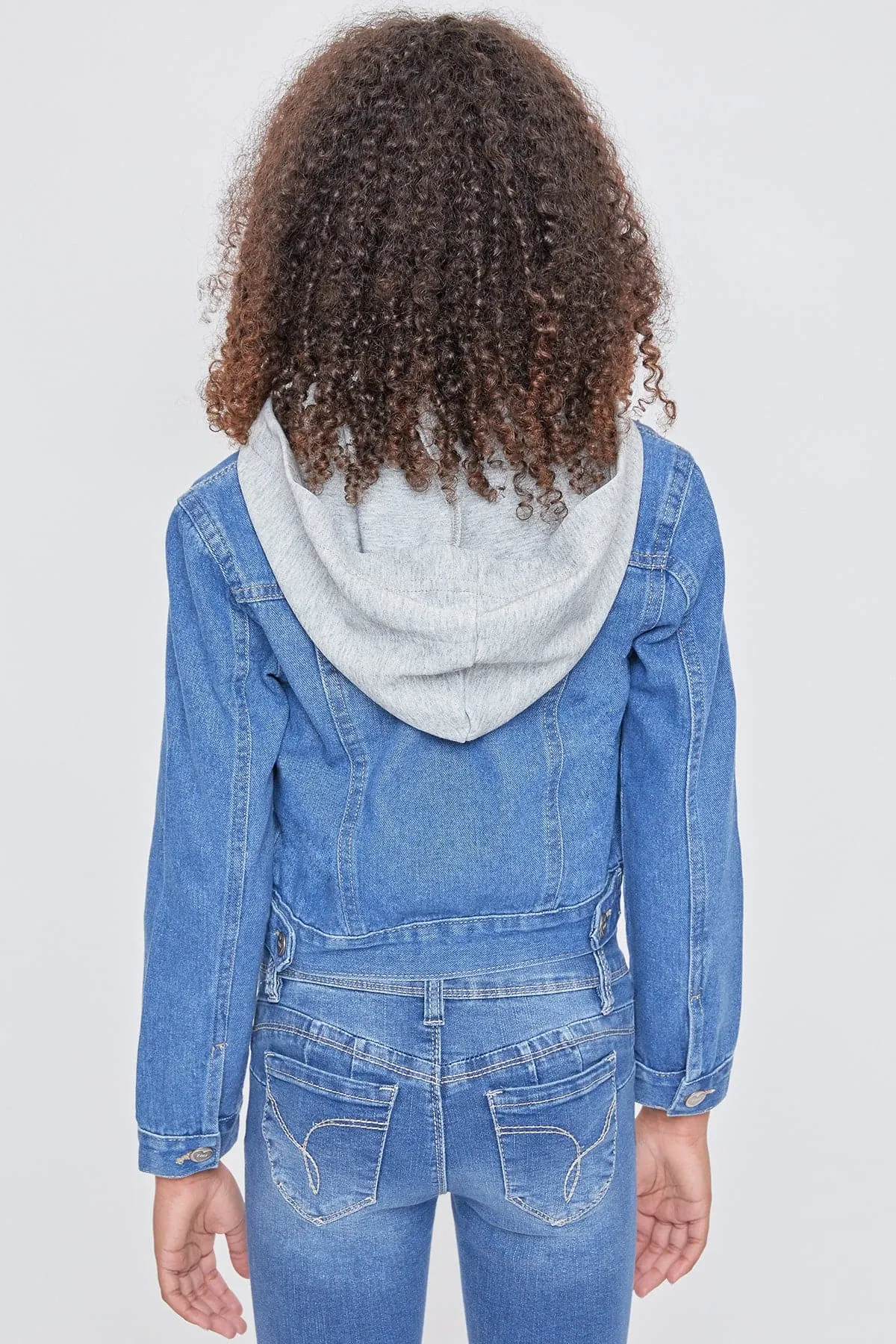 Girls Essential Denim Jacket With Removable Hoodie