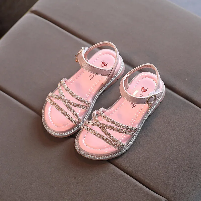 Girls Roman Sandals Open Toe Braided Solid Color High-top Simple Rivets New Summer Hollow Flat Casual Shoes Kids Fashion Casual