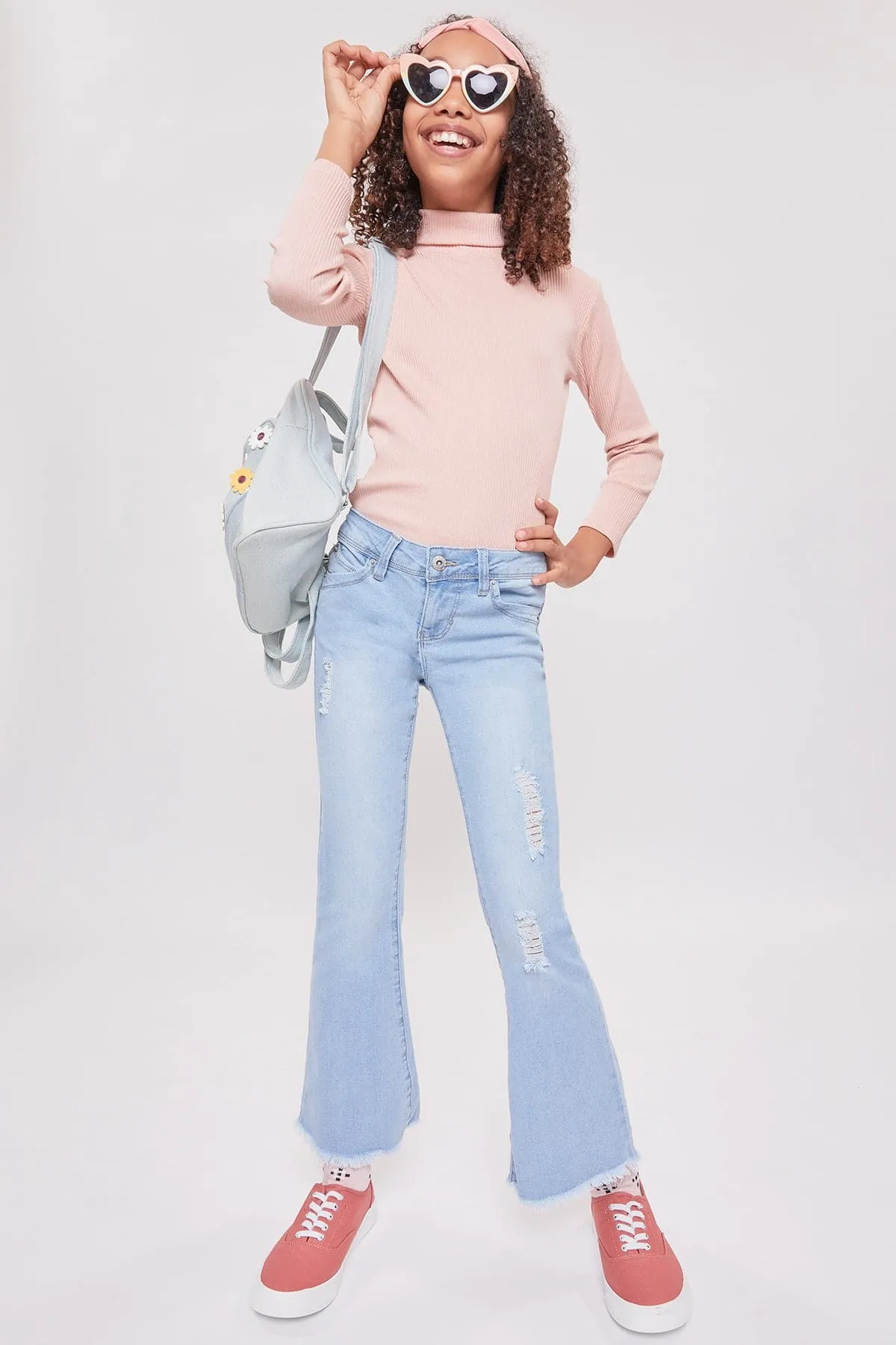 Girls Sustainable WannaBettaFit Frayed Flare Jeans