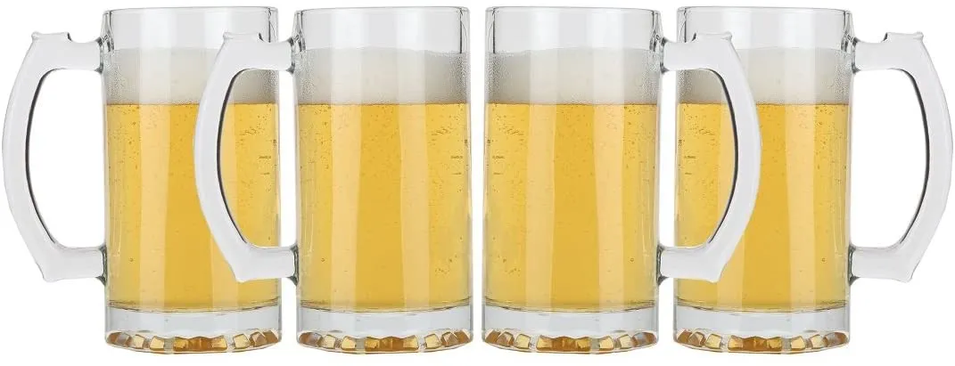 Glass Sports Mugs with Handles- 4 count