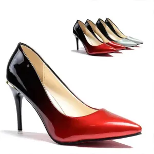 Gradient High Heels | Pointed Toe Shape, Leather Stitching, Rubber Sole