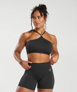 Gymshark Adapt Fleck Seamless Halterneck Bralette - Black/Smokey Grey