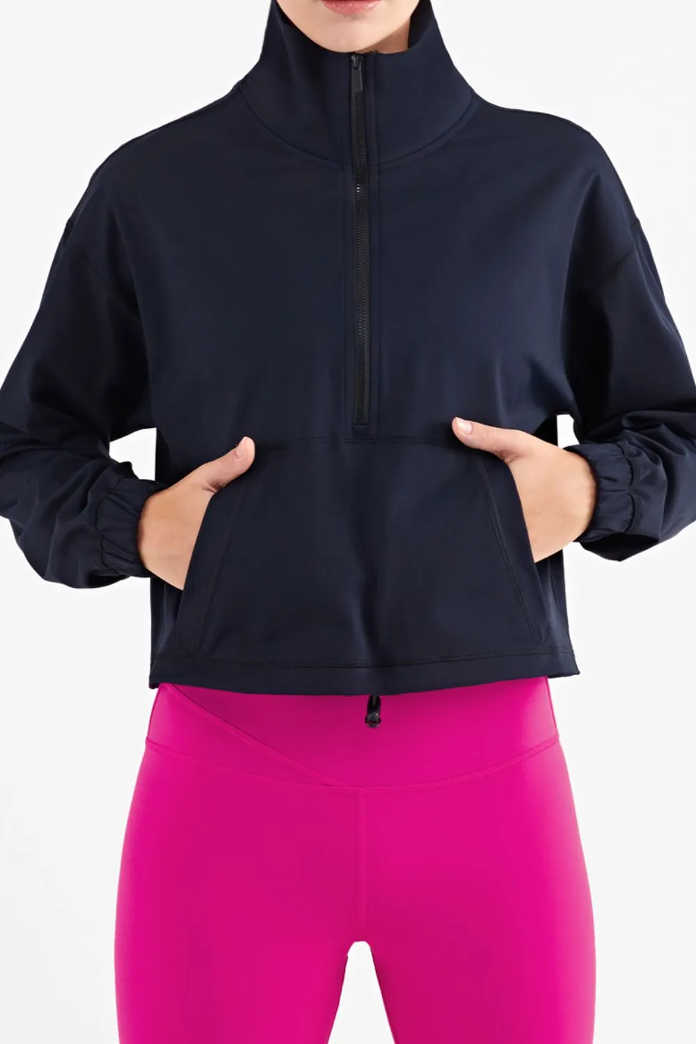 Half-Zip Dropped Shoulder Sports Top