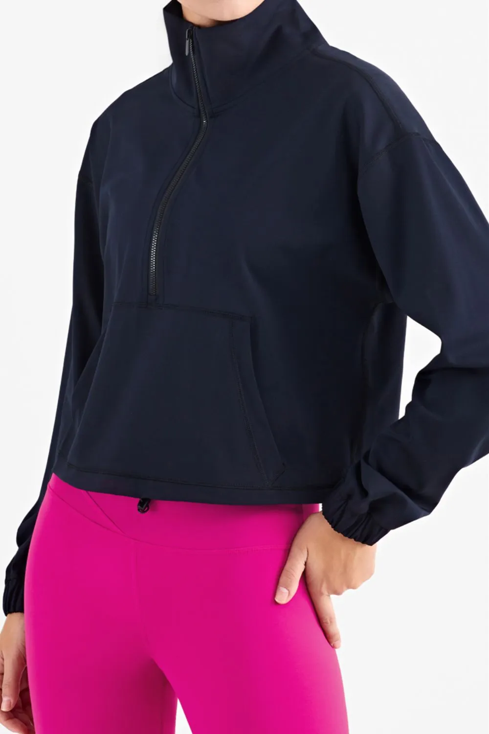 Half-Zip Dropped Shoulder Sports Top